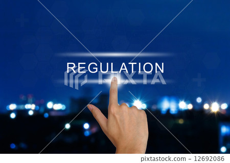 hand pushing regulation button on touch screen hand pushing regulation button on touch screen 12692086