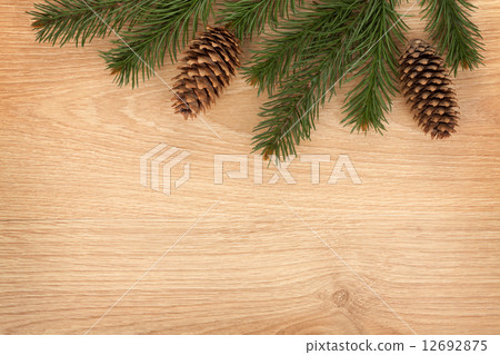 Christmas fir tree on wooden board 12692875