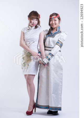 Women in Chinese national costume 12694923