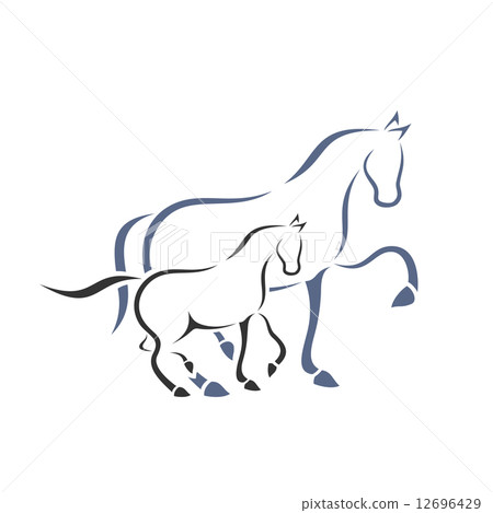 Horse and foal Horse and foal 12696429