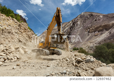 Road construction in Himalayas 12697462