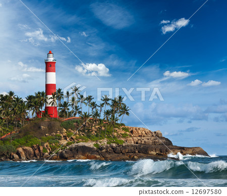 Kovalam (Vizhinjam) lighthouse. Kerala, India 12697580