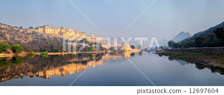 Panorama of Amer (Amber) fort, Rajasthan, India 12697604