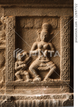 Bas reliefs in Hindue temple. Arunachaleswar Temple. Thiruvannam 12697722