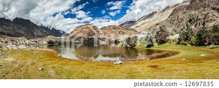 Lohan Tso - holy lake in Himalayas, India 12697835