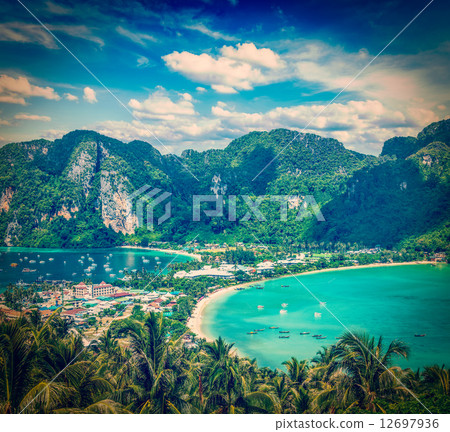 Green tropical island 12697936