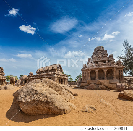 Five Rathas. Mahabalipuram, Tamil Nadu, South India Five Rathas. Mahabalipuram, Tamil Nadu, South India 12698111