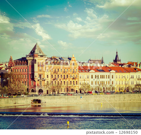 Prague Stare Mesto embankment from Charles bridge Prague Stare Mesto embankment from Charles bridge 12698150