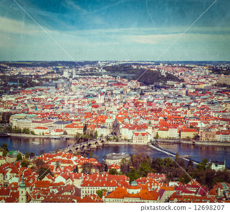 View of Charles Bridge over Vltava river and Old city from Petri View of Charles Bridge over Vltava river and Old city from Petri 12698207