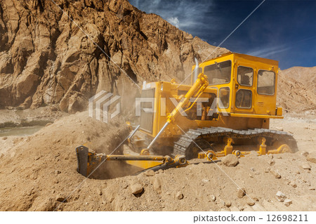 Road construction in Himalayas Road construction in Himalayas 12698211