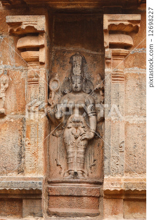 Bas reliefes in Hindu temple. Brihadishwarar Temple. Thanjavur, 12698227