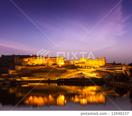 Amer Fort (Amber Fort) at night in twilight. Jaipur, Rajastan, Amer Fort (Amber Fort) at night in twilight. Jaipur, Rajastan, 12698237