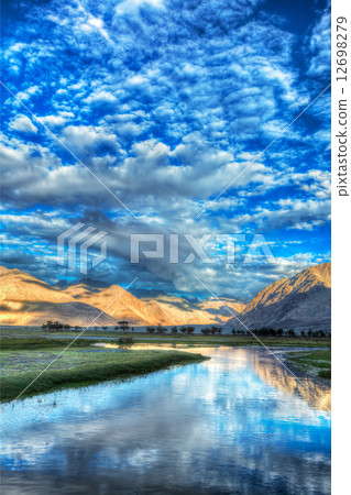 Nubra river in Nubra valley in Himalayas 12698279