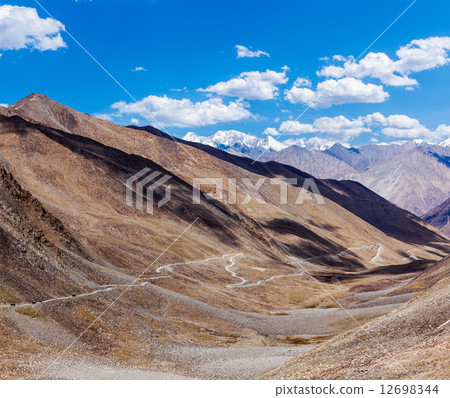 Himalayan landscape with road, Ladakh, India 12698344