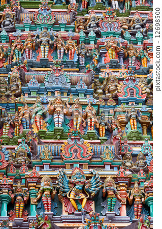 Sculptures on Hindu temple tower 12698500