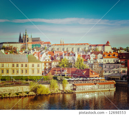 View of Mala Strana and Prague castle over Vltava river View of Mala Strana and Prague castle over Vltava river 12698553