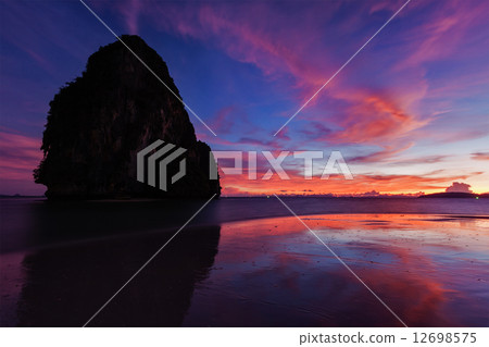 Sunset on Pranang beach. Railay , Krabi Province Thailand Sunset on Pranang beach. Railay , Krabi Province Thailand 12698575