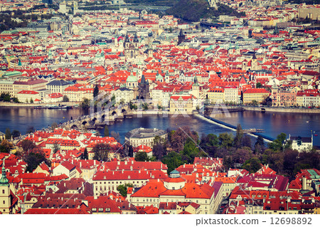 View of Charles Bridge over Vltava river and Old city from Petri 12698892