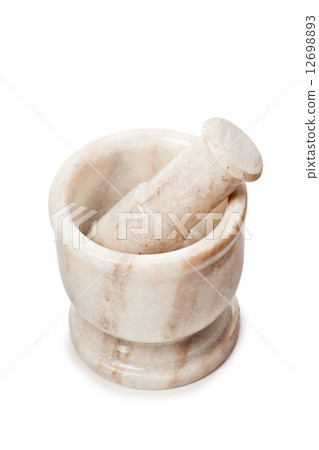 Marble mortar and pestle on white Marble mortar and pestle on white 12698893