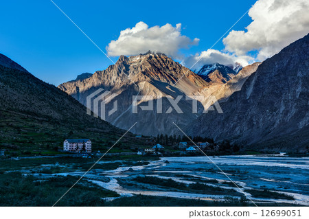 Lahaul valley in Himalayas on sunset Lahaul valley in Himalayas on sunset 12699051