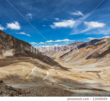 Himalayan landscape with road, Ladakh, India 12699099