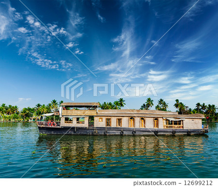 Houseboat on Kerala backwaters, India 12699212