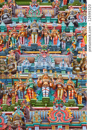 Sculptures on Hindu temple tower Sculptures on Hindu temple tower 12699320