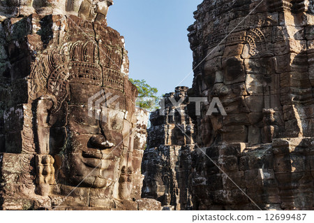 Faces of Bayon temple, Angkor, Cambodia 12699487