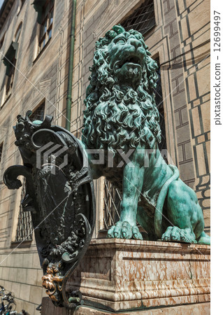 Bavarian lion statue at Munich Residenz palace Bavarian lion statue at Munich Residenz palace 12699497
