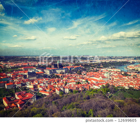 Aerial view of Hradchany: the Saint Vitus (St. Vitt's) Cathedral Aerial view of Hradchany: the Saint Vitus (St. Vitt's) Cathedral 12699605