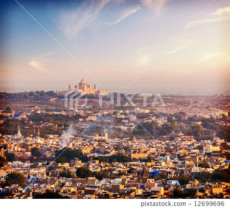Aerial view of Jodhpur - the blue city. Rajasthan, India 12699696
