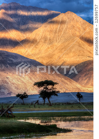 Nubra river in Nubra valley in Himalayas 12699757