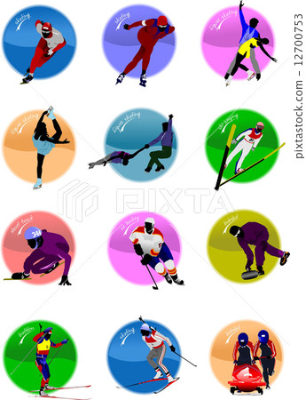 Winter sport silhouette icons. Vector illustration - Stock Illustration ...
