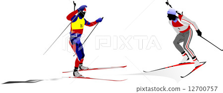 Biathlon guys silhouette. Vector illustration Biathlon guys silhouette. Vector illustration 12700757