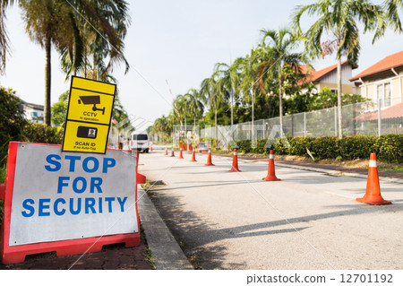 Residential security check point with boundary fencing 12701192