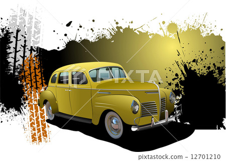 Grunge Banner with rarity car image. Vector illustration 12701210