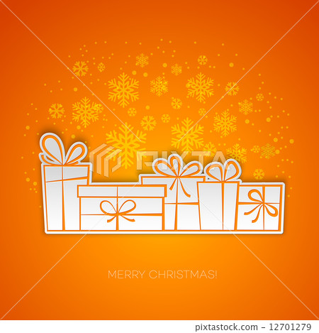 Merry Christmas gift greeting card. Paper design 12701279