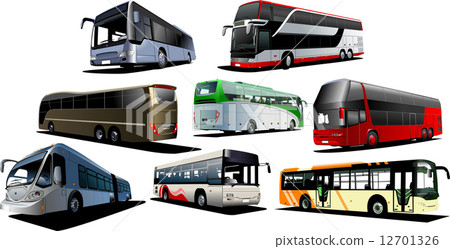 Eight kinds of buses. Vector illustration Eight kinds of buses. Vector illustration 12701326