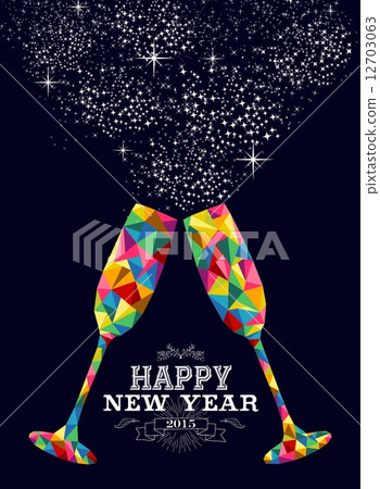 New year 2015 color glass greeting card 12703063
