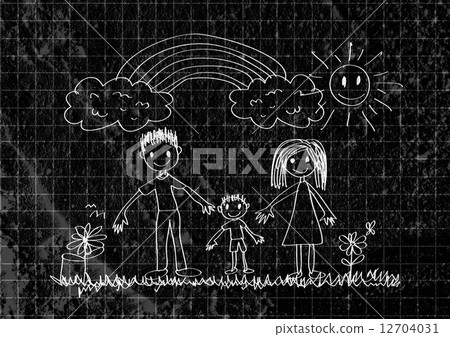 Happy family father, mother, son and daughter on wall texture ba Happy family father, mother, son and daughter on wall texture ba 12704031