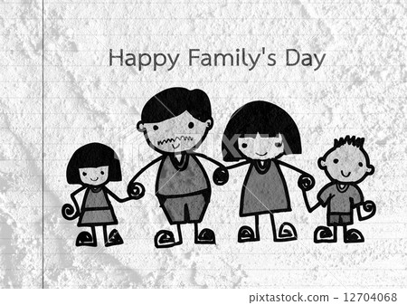 Happy family father, mother, son and daughter on wall texture ba Happy family father, mother, son and daughter on wall texture ba 12704068