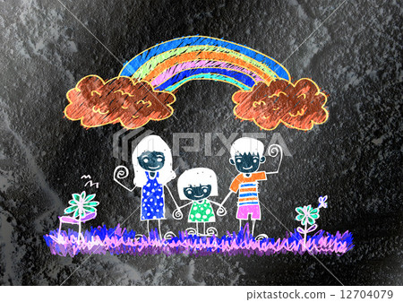Happy family father, mother, son and daughter on wall texture Happy family father, mother, son and daughter on wall texture 12704079