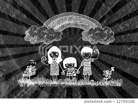 Happy family father, mother, son and daughter on wall texture Happy family father, mother, son and daughter on wall texture 12704106