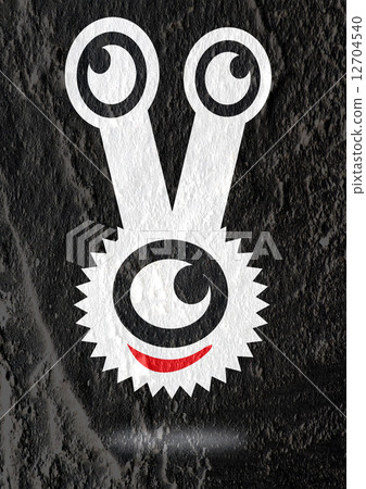 Eye icon character design on Cement wall texture background 12704540