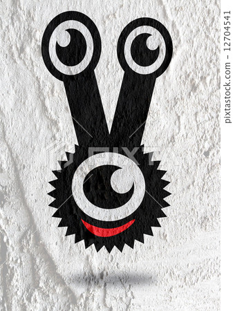 Eye icon character design on Cement wall texture background Eye icon character design on Cement wall texture background 12704541