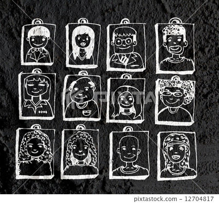 Face people   on Cement wall texture background 12704817