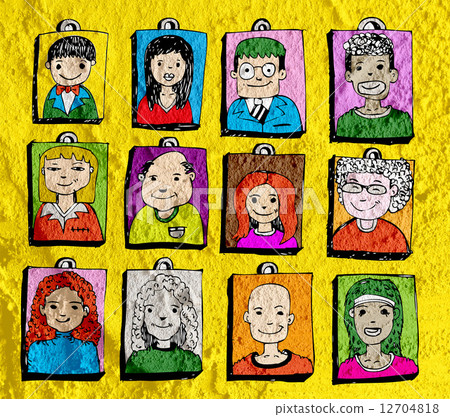 Face people   on Cement wall texture background 12704818