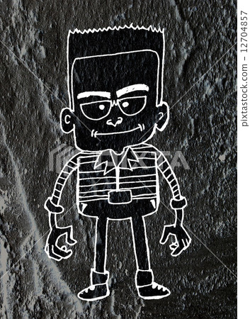 People cartoon   on Cement wall texture background 12704857