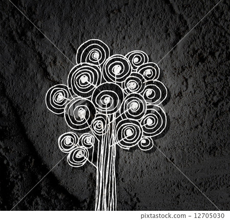 trees with leaves  in silhouettes  on wall texture background de 12705030