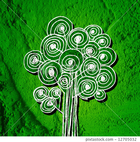 trees with leaves  in silhouettes  on wall texture background de 12705032